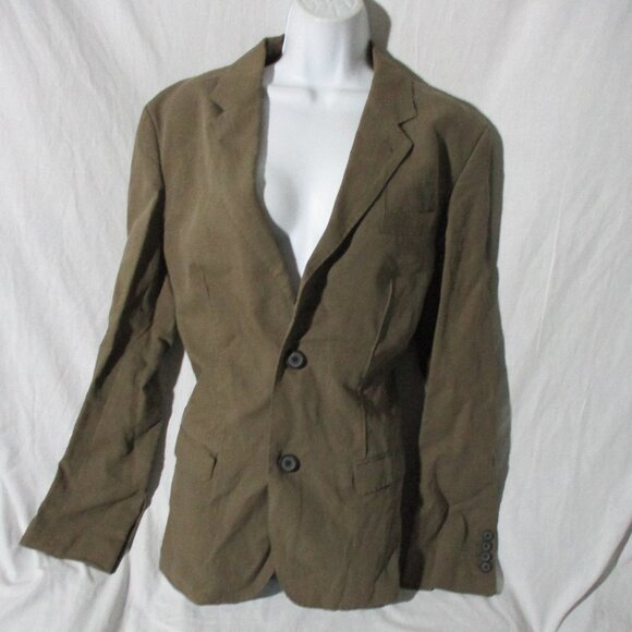 LANVIN BLAZER FRANCE 46 Jacket Casual Khaki Work Boho Button Up S - Picture 1 of 6
